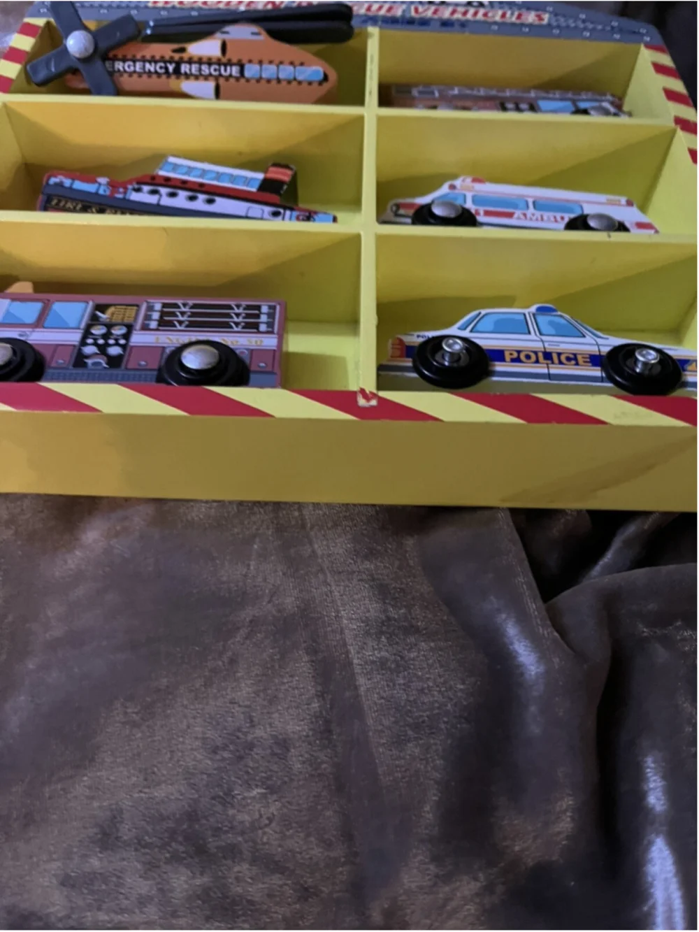 Melissa & Doug Wooden Rescue Vehicles Firetruck Police Car Educational Toy
